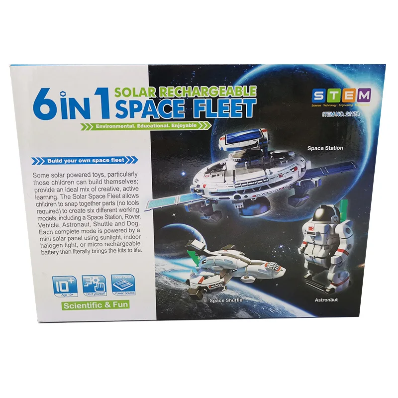 Kids Steam Educational Learning Toy 6 In 1 Solar Diy Assemble Robot Model Toys Science Space Building Toys With Solar Powered