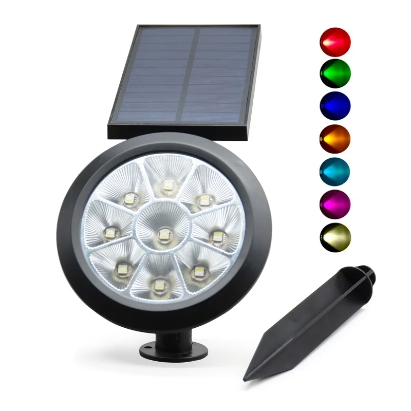 RGB 7 colors garden lawn spotlights solar powered lighting solar led spotlight lamp