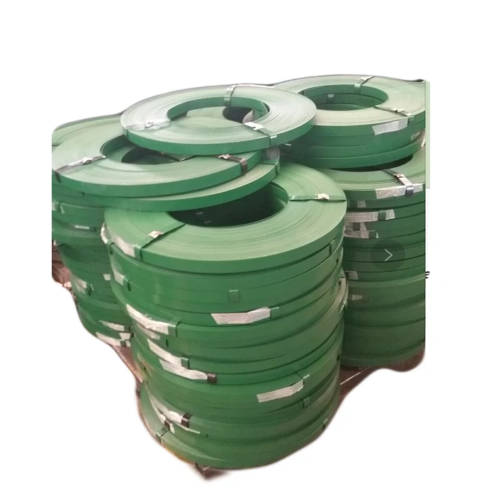 green painted ribbon bundle with steel  binding tape strips packing strapping 19x0.5mm