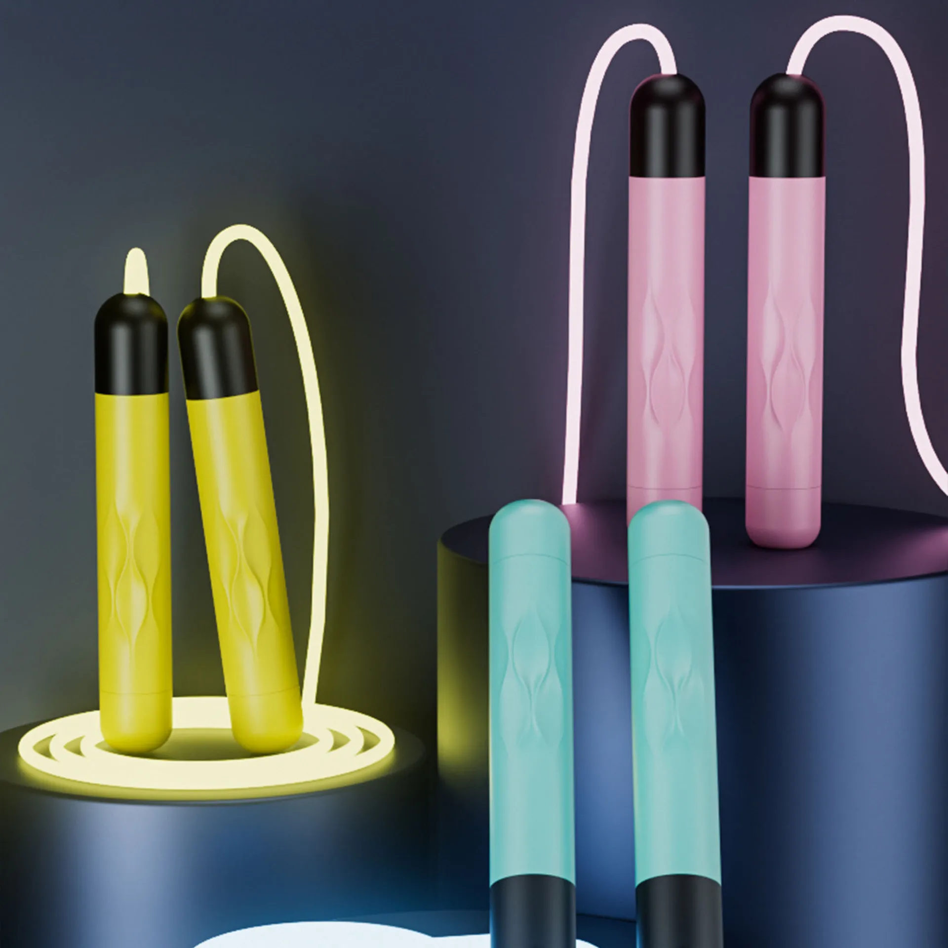 Fitness adjustable 2.8m optical TPU cable Luminous 4.5mm night LED light up jump skipping rope