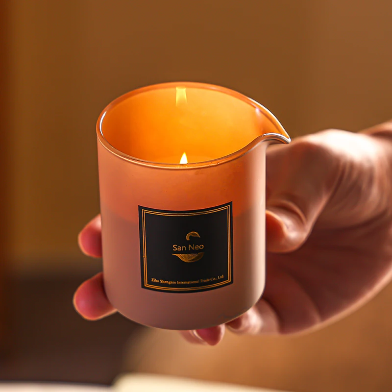 Practical Hot Sale High Borosilicate Glass Candle Jar With Lid And Spout