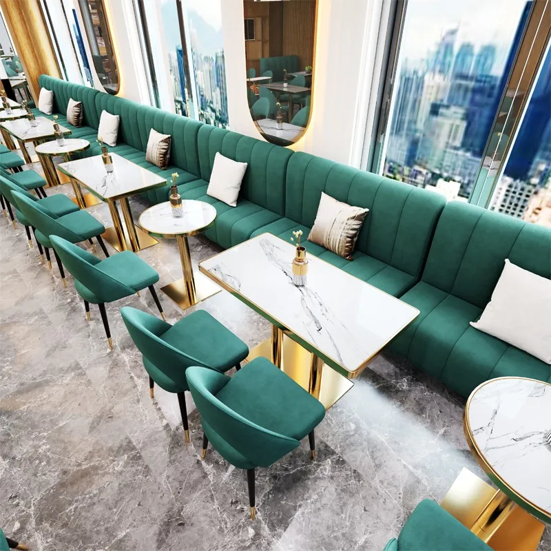 Custom made metal leather seat restaurant booth seating velvet dining table and chairs booth seating sofa