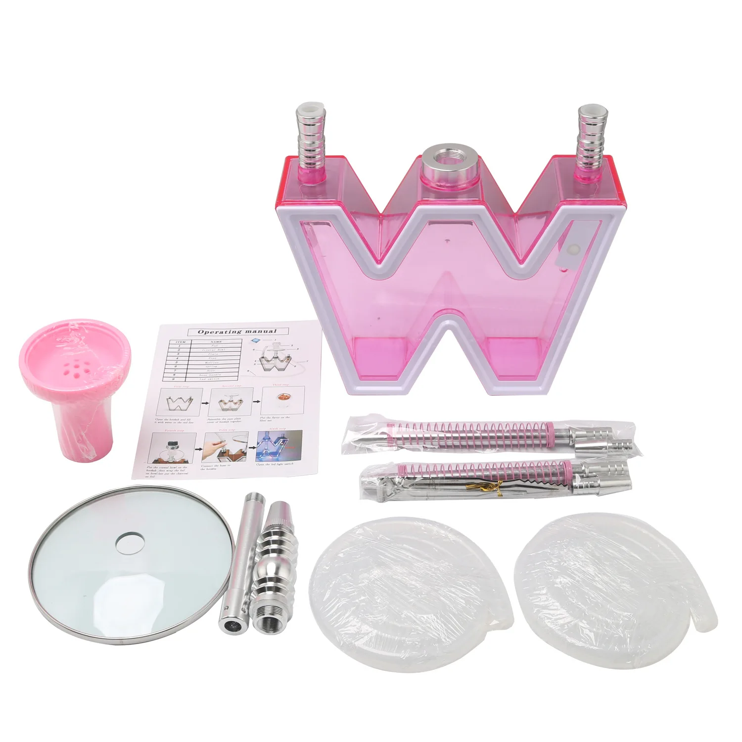 New Design Smoking Hookah Nargile Smoking Customized Wholesale Chicha Hukka Portable Flash w Shisha with LED Light