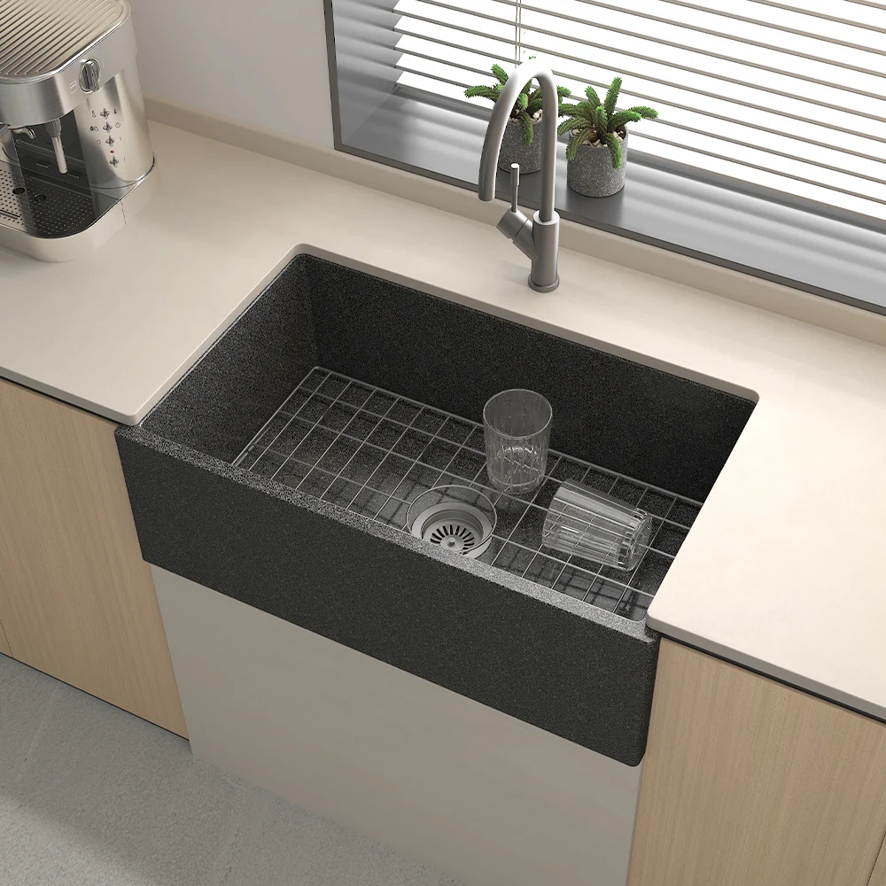 China wholesale modern cUPC handmade rectangular concrete kitchen sink Farmhouse apron front step concrete sink