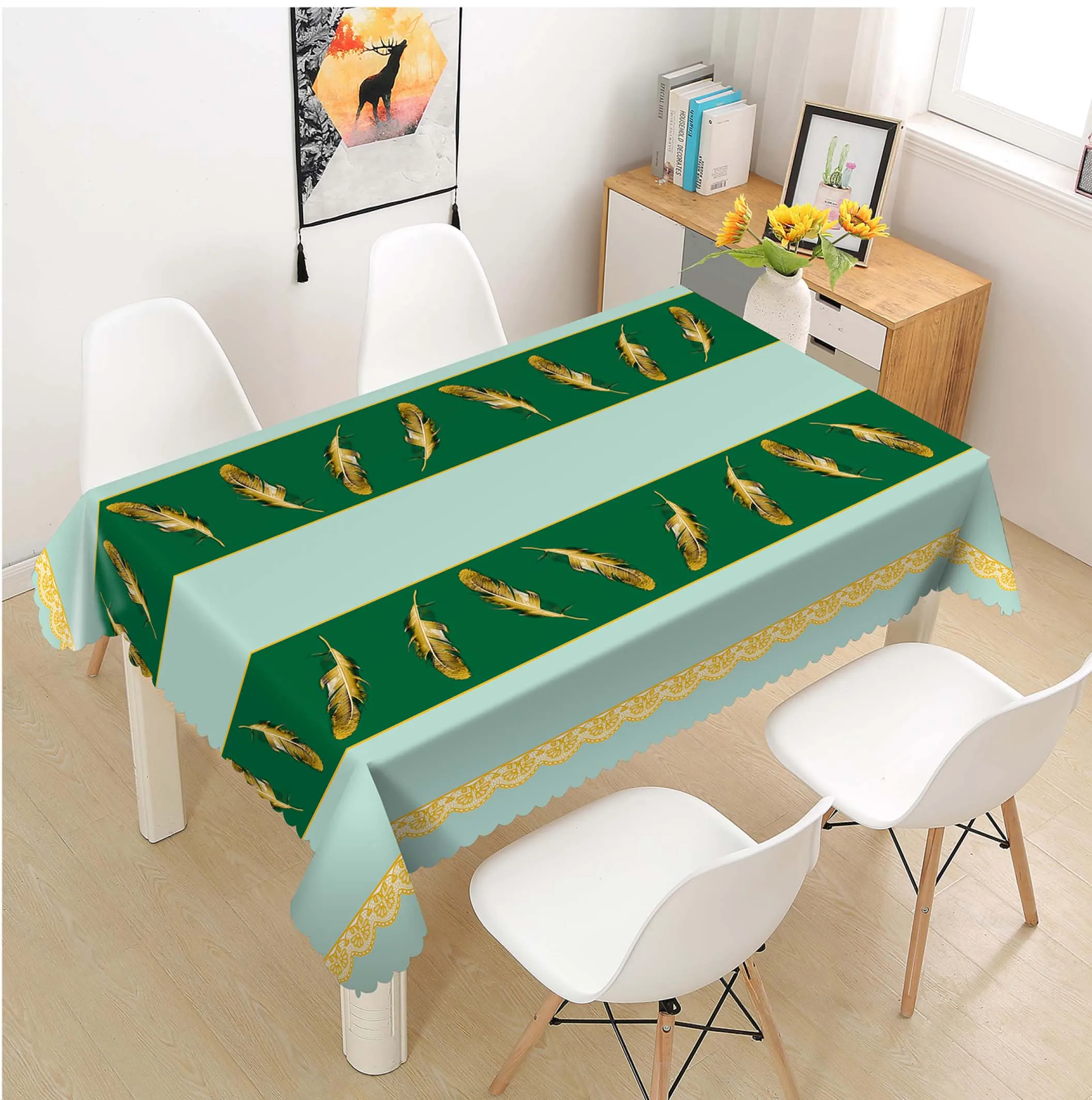 High Quality Golden Transfer Luxury Tablecloth Fabric