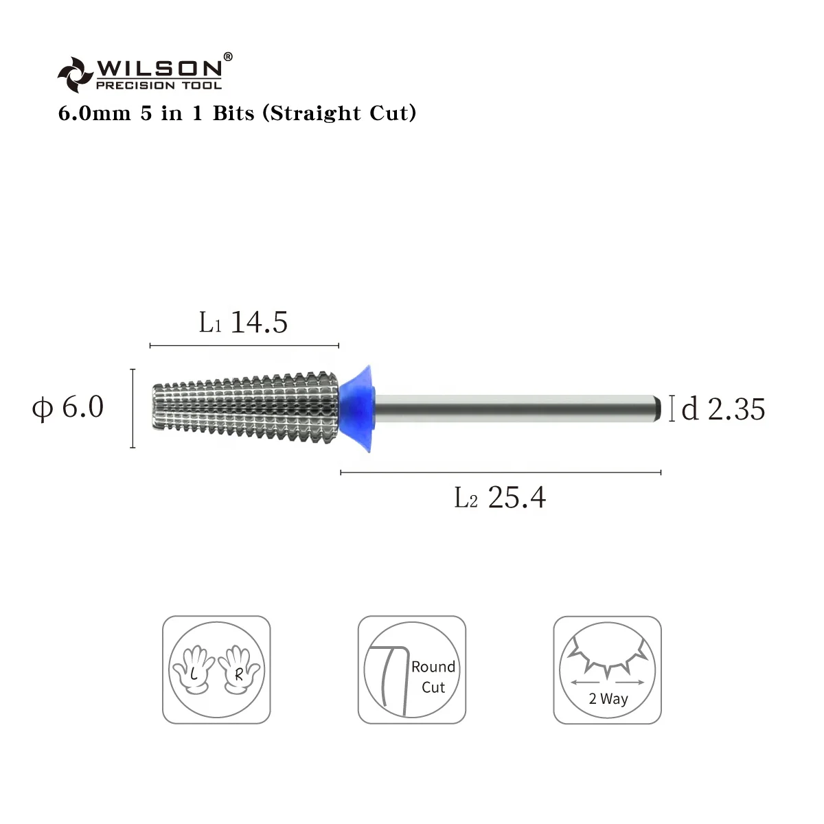 6.0mm 5 in 1 Bits (Straight Cut) Uncoated Quick Release 5 in 1 Time-saving nail drill bit set No Scalding  Dental Bur