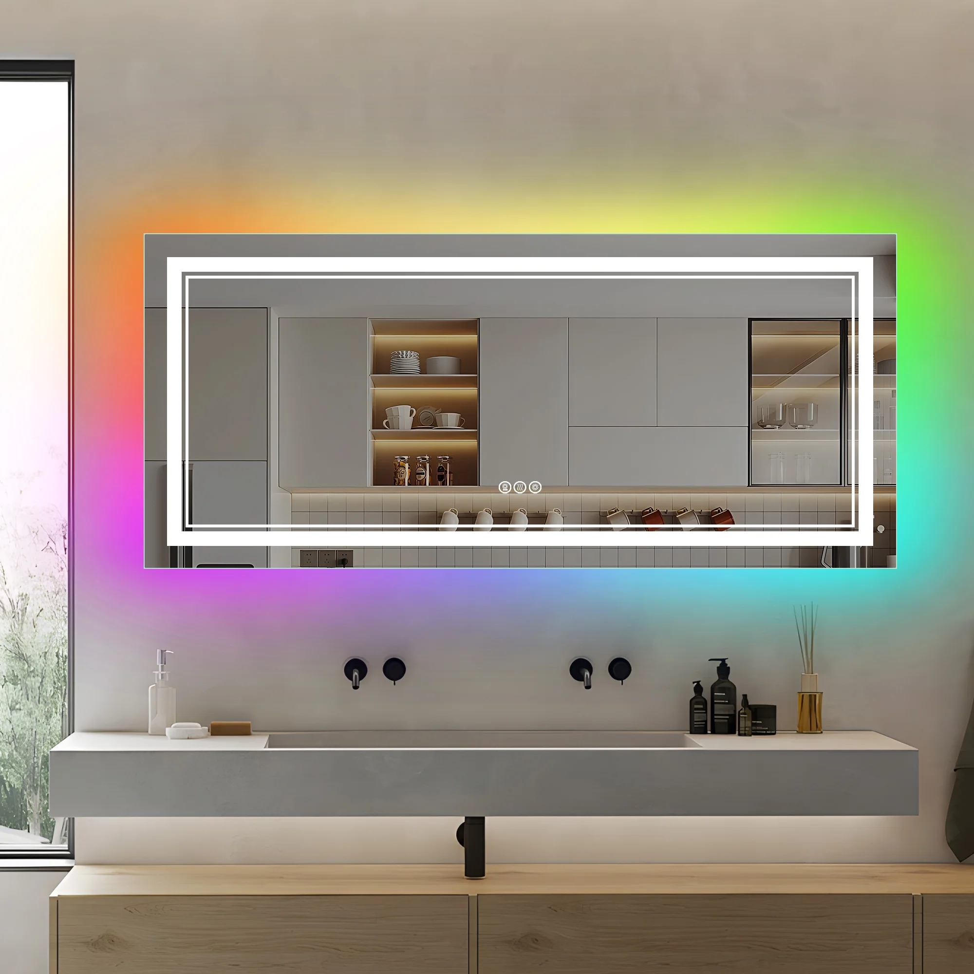 Заводская цена светодиодный свет Smart Bluetooth ванная комната тщеславие RGB зеркало