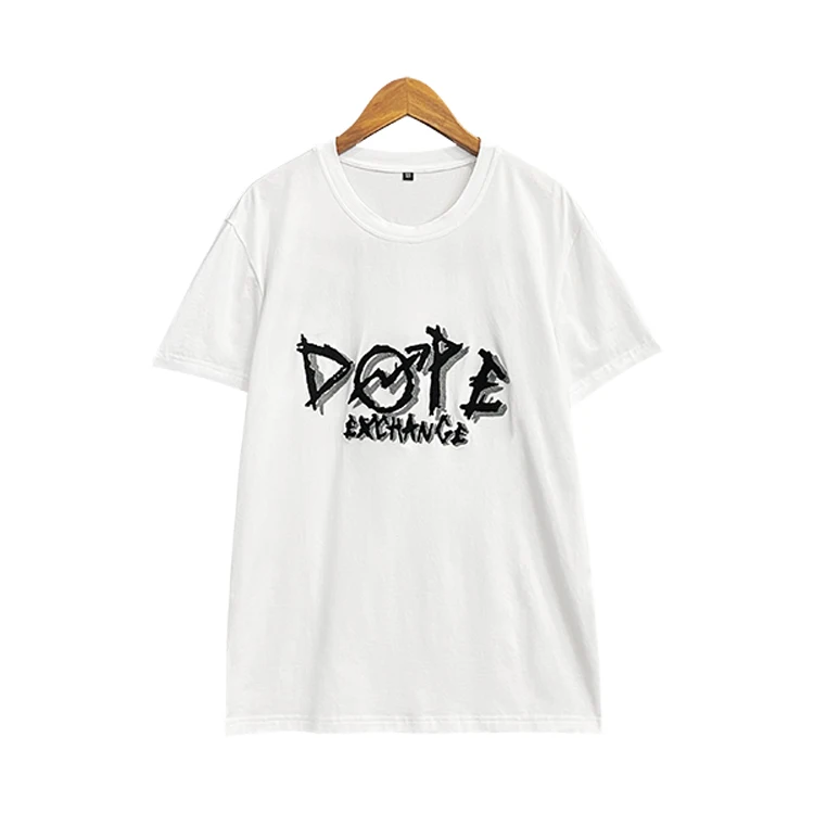 white t shirt 100% cotton custom logo tshirt towel embroidery t shirts high quality man clothes