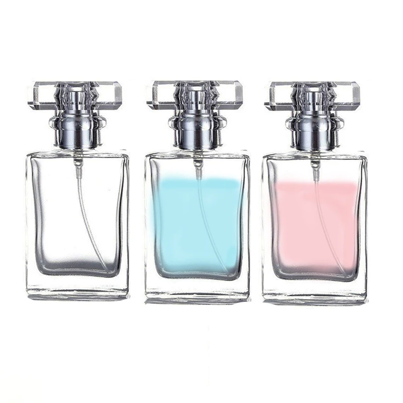 30ml 50ml 60ml 100ml Clear Cosmetic Packaging Luxury Cosmetics Containers And Packaging Unique Square Cheap Glass Perfume Bottle