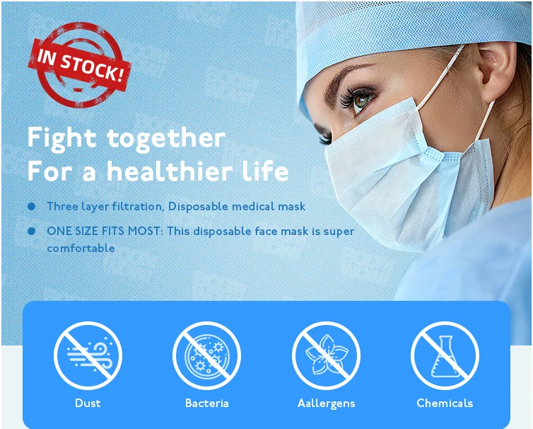 Wholesale 3Ply Earloop Non Woven Disposable 3 ply mask