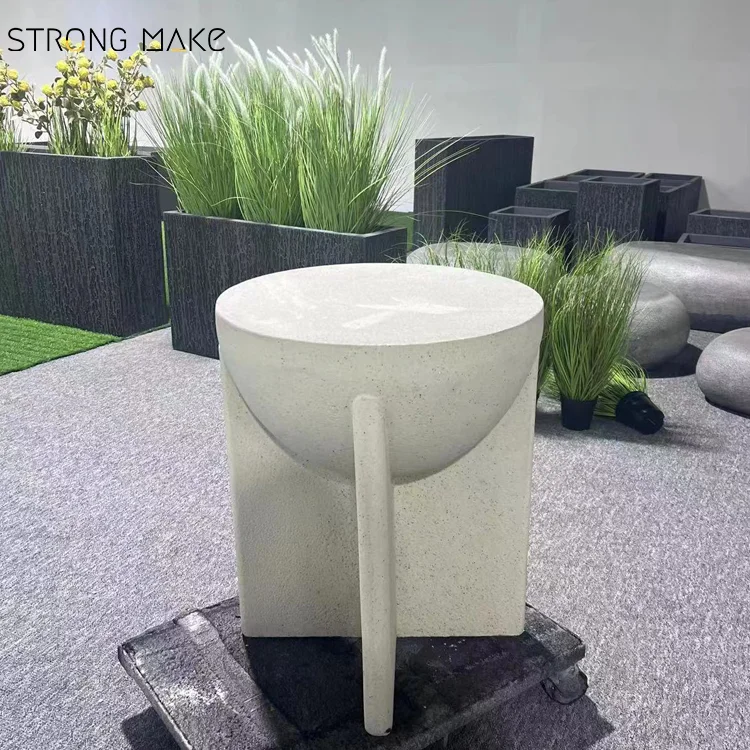 FRP Wabi Sabi Luxury Modern Fiber Glass End Table Sofa Side Tea Fiberglass Table Round Plastic Coffee Table for Living Room
