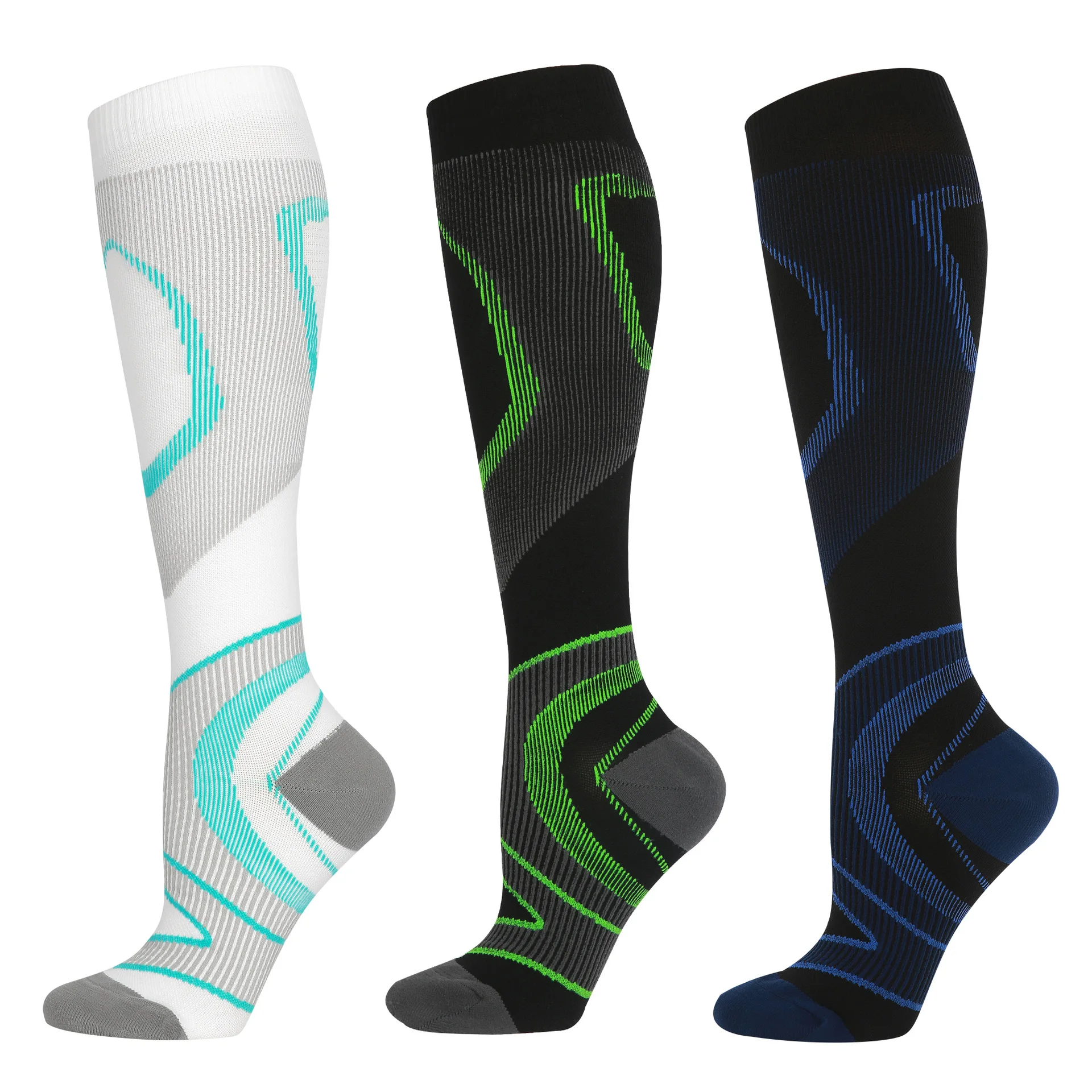 High Quality Adult Unisex Compression Long Running Basketball Football Sport White Socks