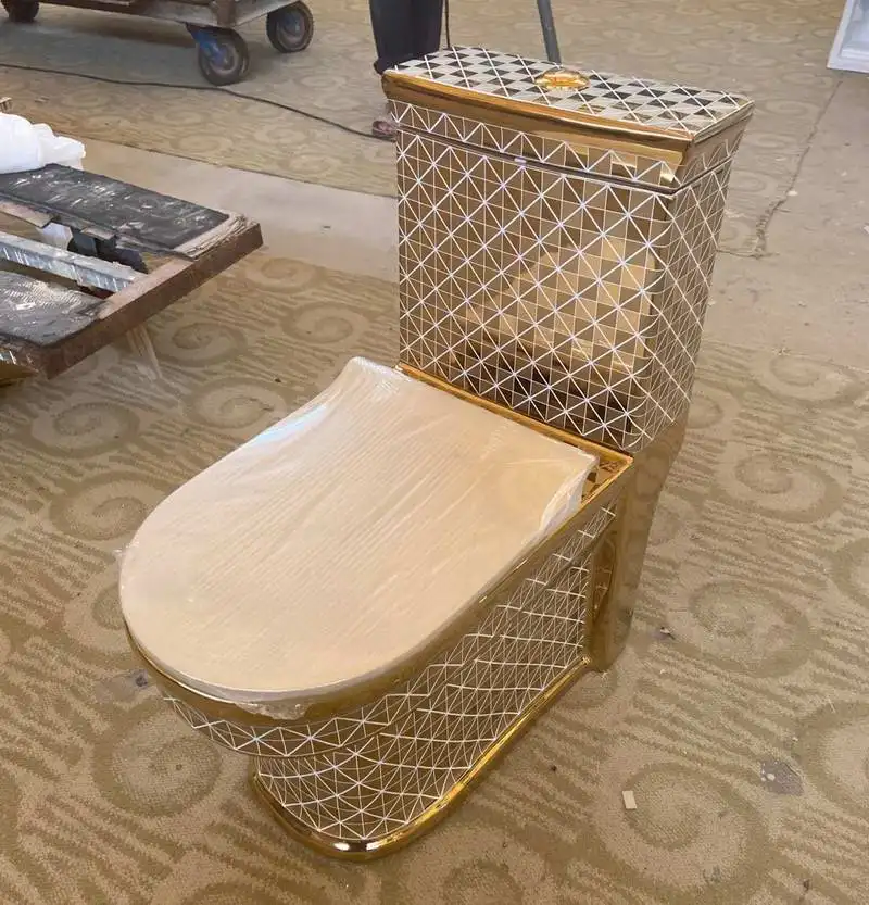golden sanitary wares one piece  siphonic  gold ceramic toilet for hotel