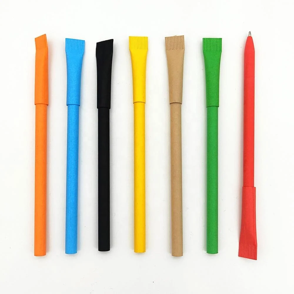 paper pens Personalize color recycled kraft paper ballpoint pen with rolling paper