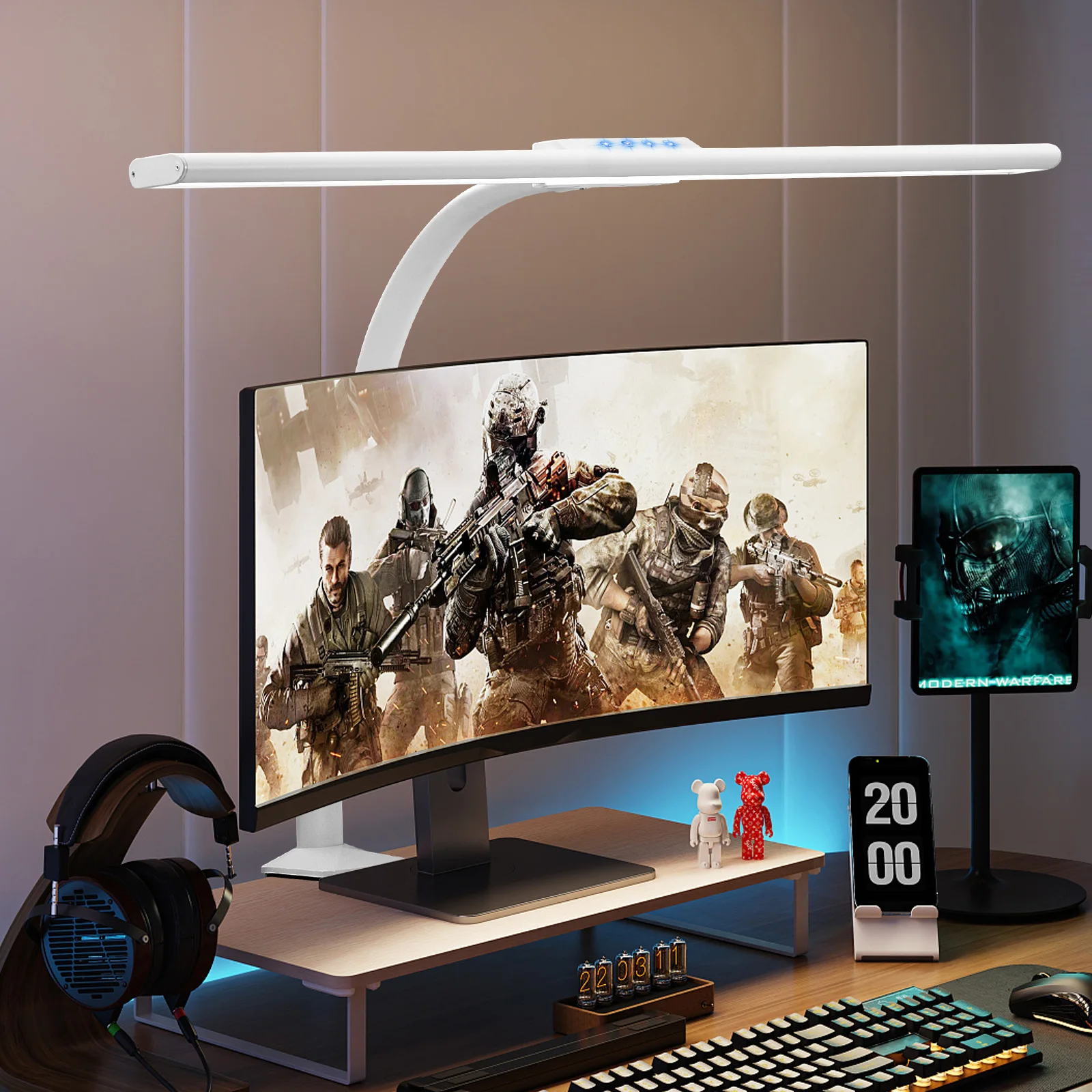 Architect gooseneck LED Desk Lamp Wide Office Light Large Bright  Dimming for Workbench Studio Monitor Computer