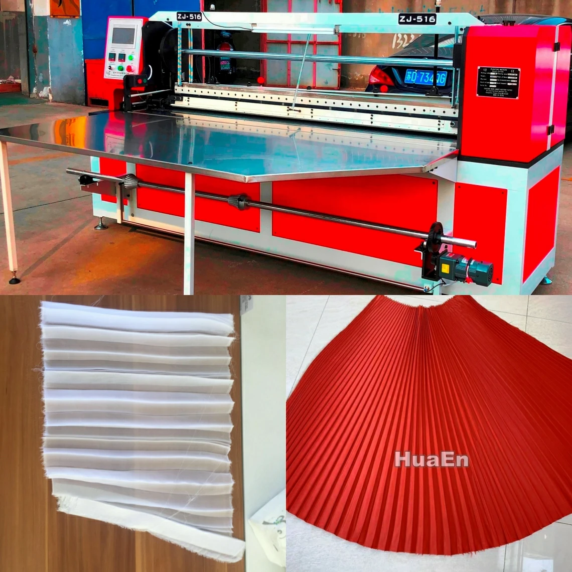 Manufacturer HuaEn computerized ZJ-516 two in one for long dress, sunray skirt ranges 1.6m to 2mFabric pleating machine