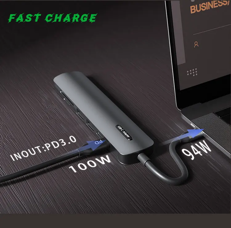Usbc Hub Type-C 7 Ports  Pd3.0 100W Usb3.0 Tf Sd Card Reader 4K Laptop Docking Station 7 In 1 Dock Dual Usb C Hub Usb C Hub
