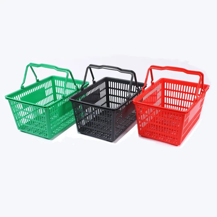 Пластиковая корзина для покупок с ручками розничных