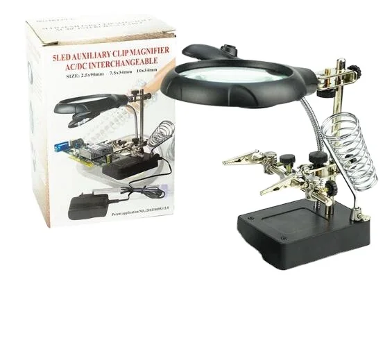 Industrial Electronic Repairing LED Magnifier with PCB Holder and Soldering Stand 2.5X,7.5X,10X