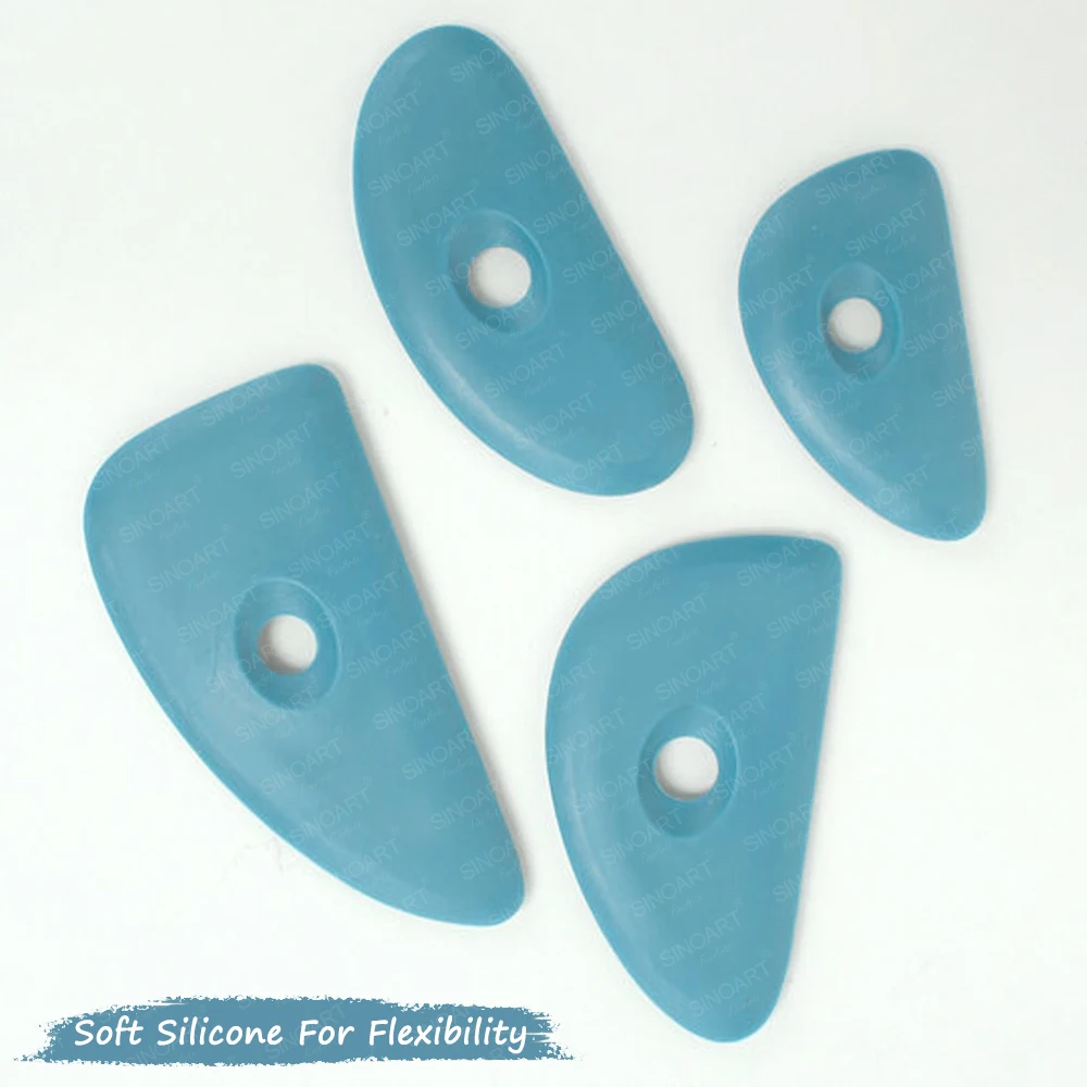 SINOART 4pcs Paste Painting Tool Pottery Clay Silicone Ceramics Tools Artist Silicone Pottery Rib Set