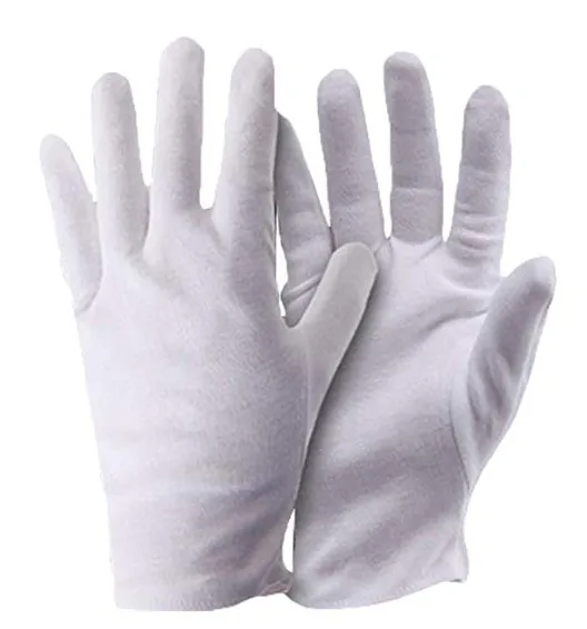 White Inspection 100% Cotton Full Finger Gloves Casual Daily Life Customized Packaging Cotton Gloves