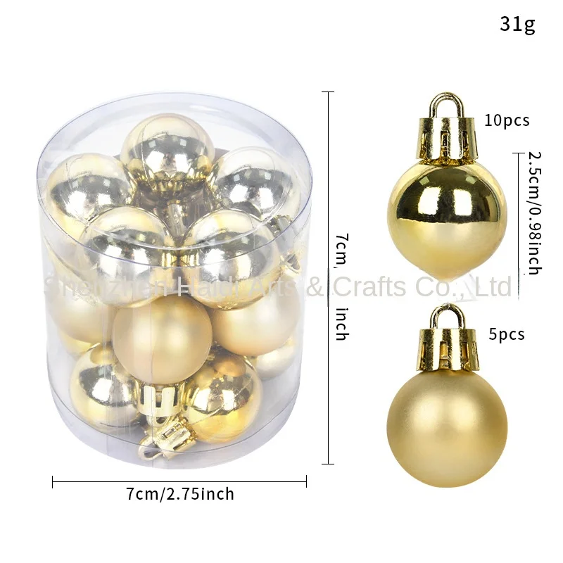 Mini 25MM Color Plastic Ball Christmas Decorations Small Tree Arrangement Hanging Wreath Rattan Pendant Sphere Shape