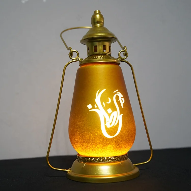 Wholesale Metal Ramadan EID Decor Mubarak Led wind Lantern for Arabic Muslim Festival