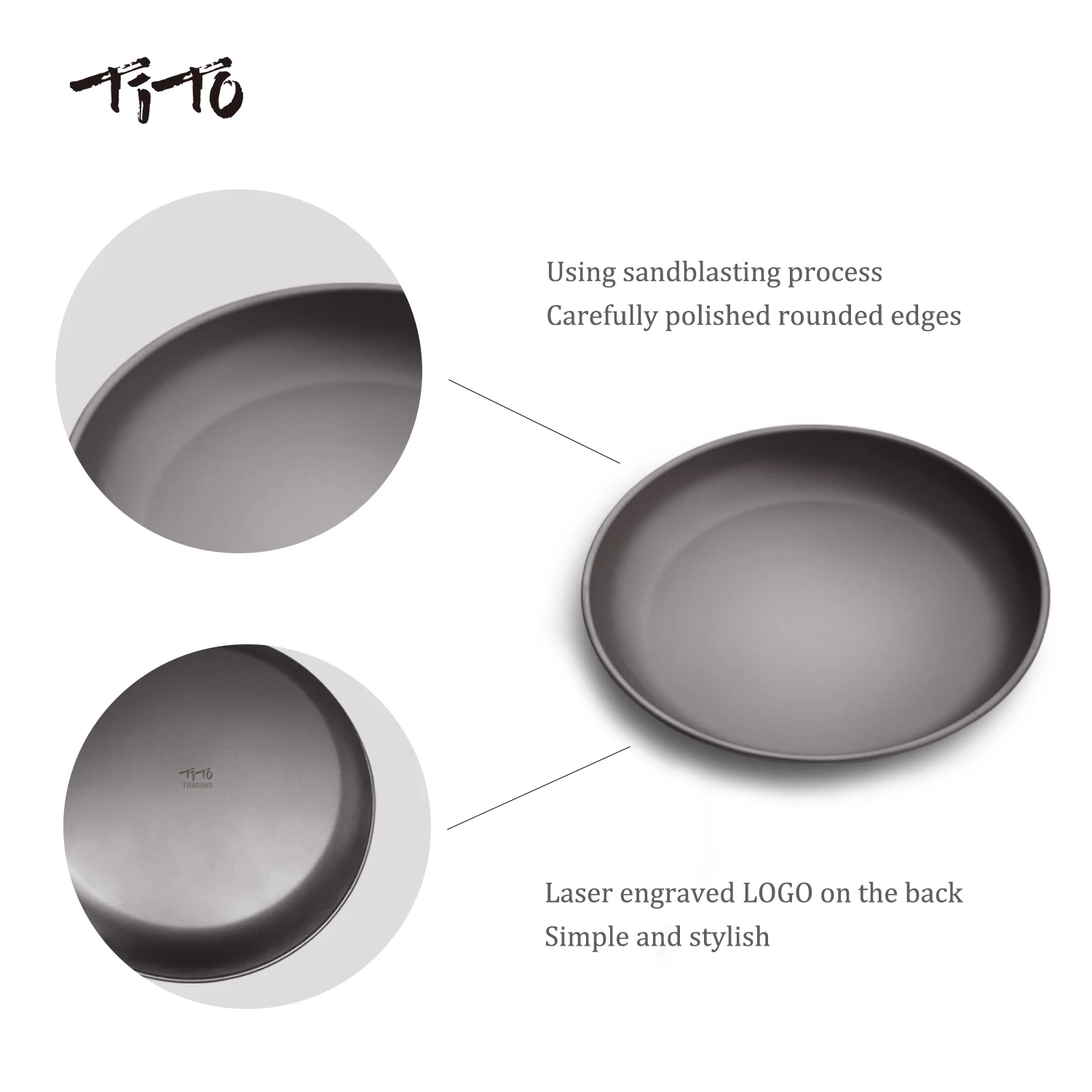 Tito Pure Titanium Baking Dishes Outdoor Cookware Pot Use for Camping Stove Cooking Utensils BBQ Charcoal Fire Pan Set Metal