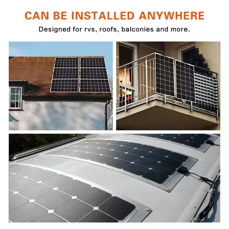 Glory Solar OEM Sunpower 100W 18V Flexible Solar Panel For Rv Boat Cabin Tent Or Any Irregular Surface Roof System