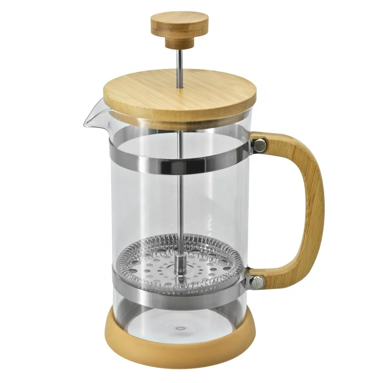 oem shenzhen wood bamboo borosilicate glass french press coffee pot cups 1000ml