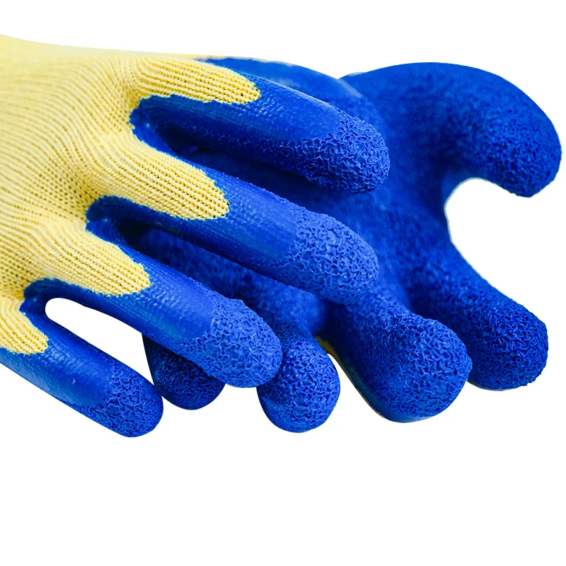10 Gauge 5 Threads 21yards Wrinkle Cotton&Polyester Knitted  Latex Coated Construction Work Gloves Hand Glove