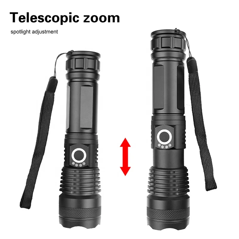 Factory Wholesale XHP50 led Flashlight Rechargeable Zoomable 18650 26650 Camping Mini High Power Handheld Torch Light Lamp