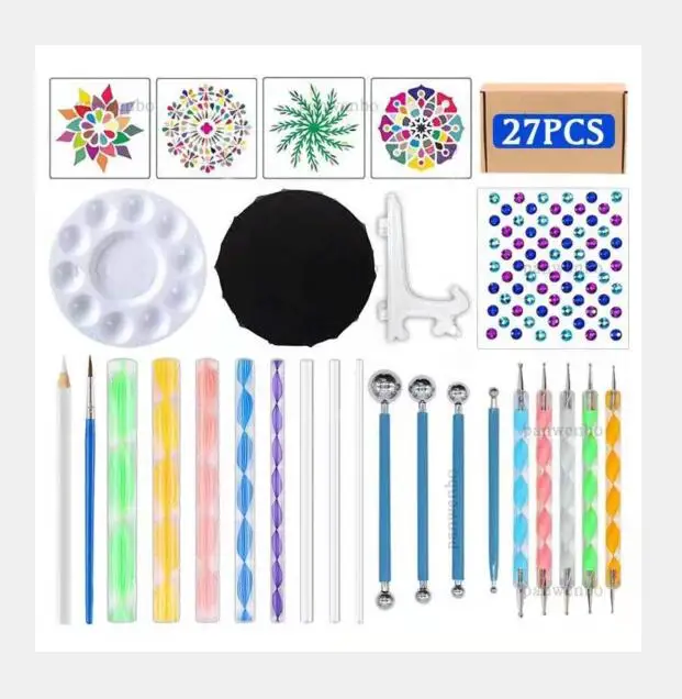 Panwenbo Professional 27 pcs Mandala Dotting Tools Set Clay Sculpting Carving Tools
