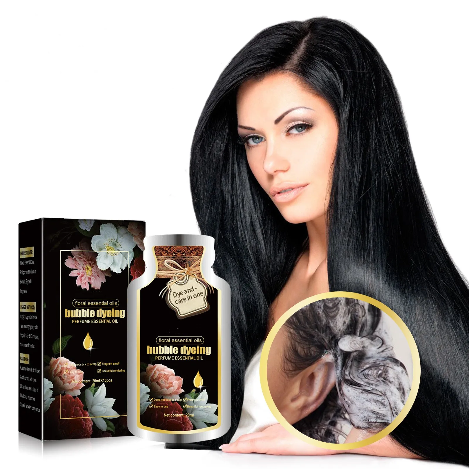Hair Color Multiple Natural Herbal Plant Bubble Hair Dye semi-permanent Cream Black Hair Dye Shampoo