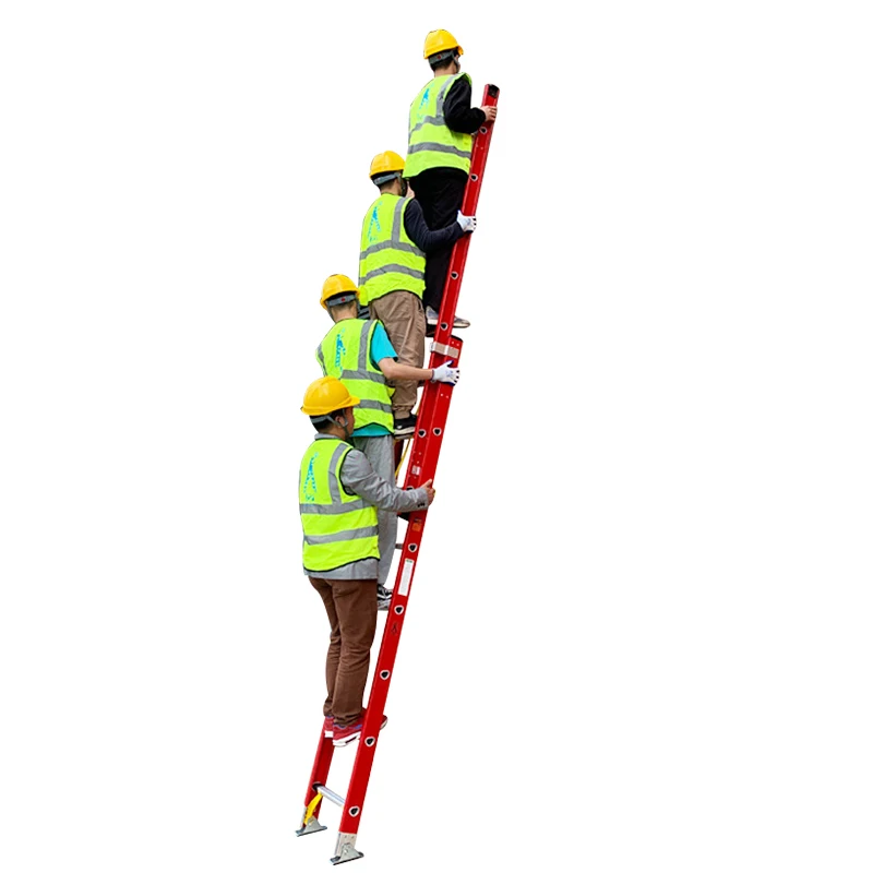 High quality  safety lightweight 24 Step 28 ft 5m 9 m slide track fiberglass extension ladder