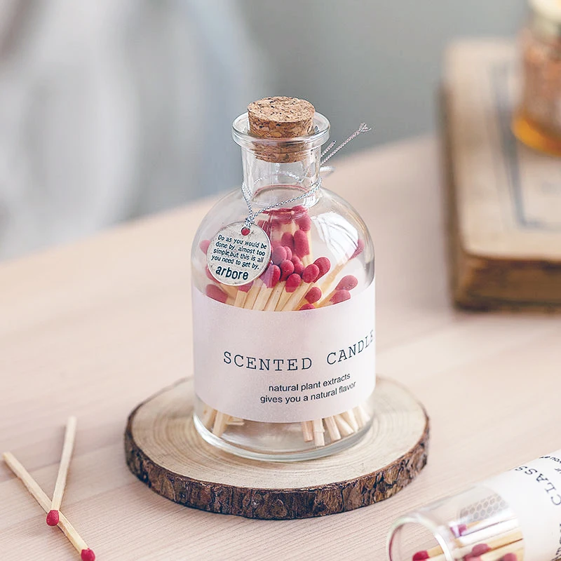 50 штук спичечных палочек на заказ, розовые, белые, черные наконечники совпадают со стеклянной бутылкой для ароматизированной свечи