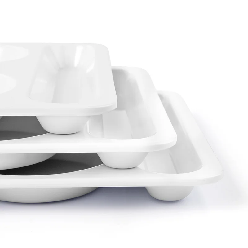 Custom Anti-Slip Plastic Dinner Plate Rectangle-Shaped Melamine Dish in Colorful Printing for Rice Noodle Soup Udon Pho Tayo