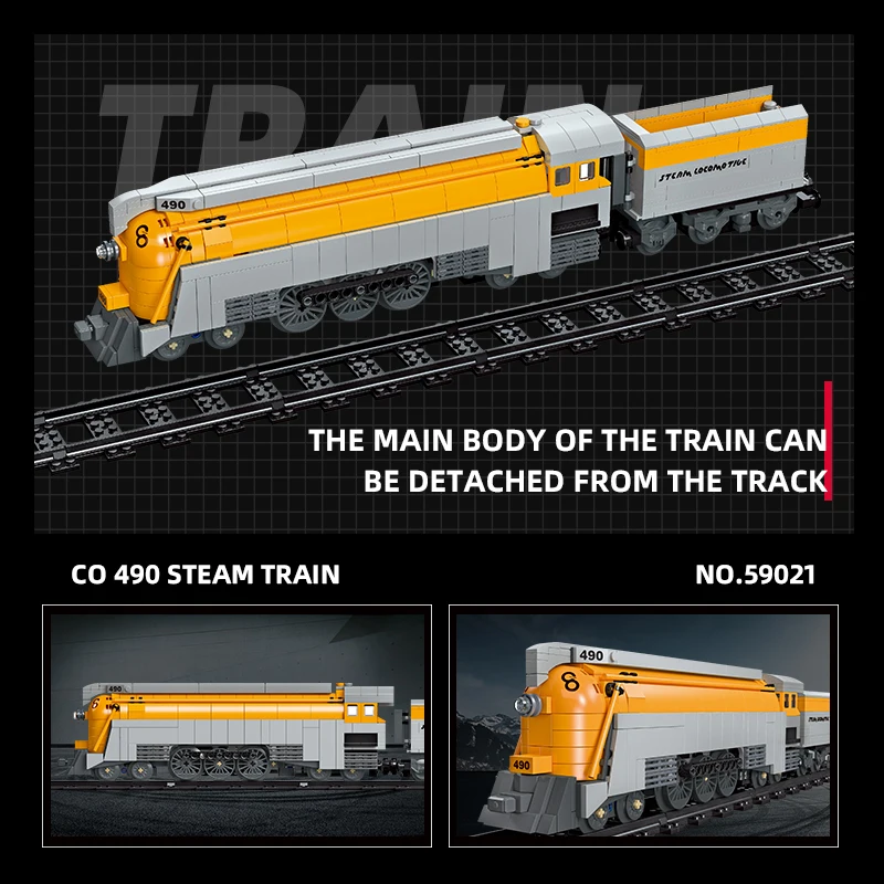 JIESTAR 808 Pcs Simulation Co 490 Steam Locomotive Steam Train Model Building Block Set Children Collectible Diy Train Set Toy