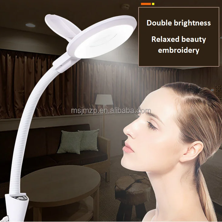 Floor mounted LED eyebrow beauty lamp with wheels 16x magnifying glass beauty tattoo lamp
