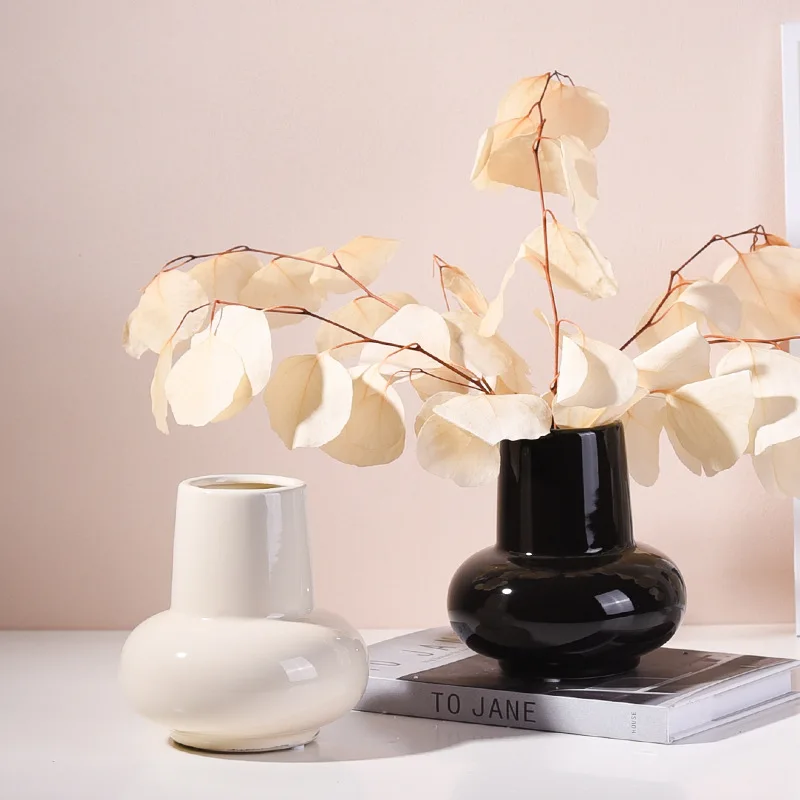 Modern Simple Ceramic Vase Wide Mouth Flower Arrangement Vase Scandinavian Style Home Decoration Arrangement Dried Flower Vase