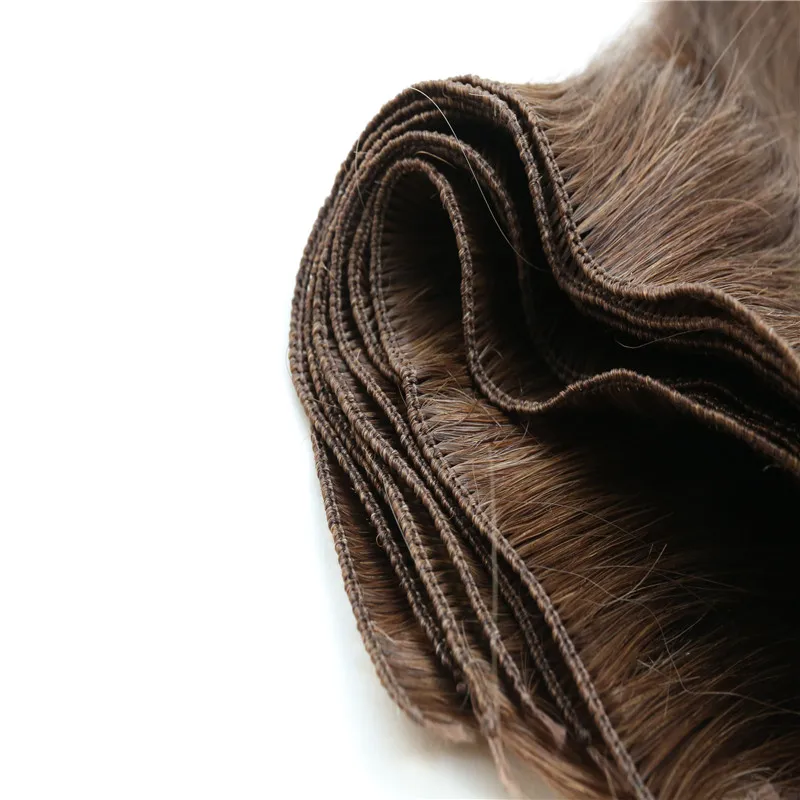 
VenusGrace hand tied extension double drawn dark brown microbeaded wefts single weft hair extensions 
