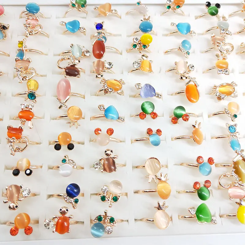 New Fashion Children Kids  Cartoon Cute Rings Jewelry Plastic Adjustable Jewelry Ring Set Accessory