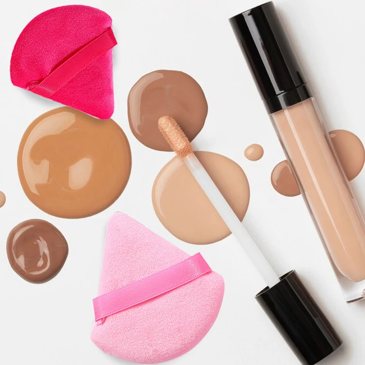 Custom Logo Beauty Tool Cotton Makeup Setting Powder Puffs Velvet Cosmetic Puff Face Soft Velour Triangle Powder Puffs