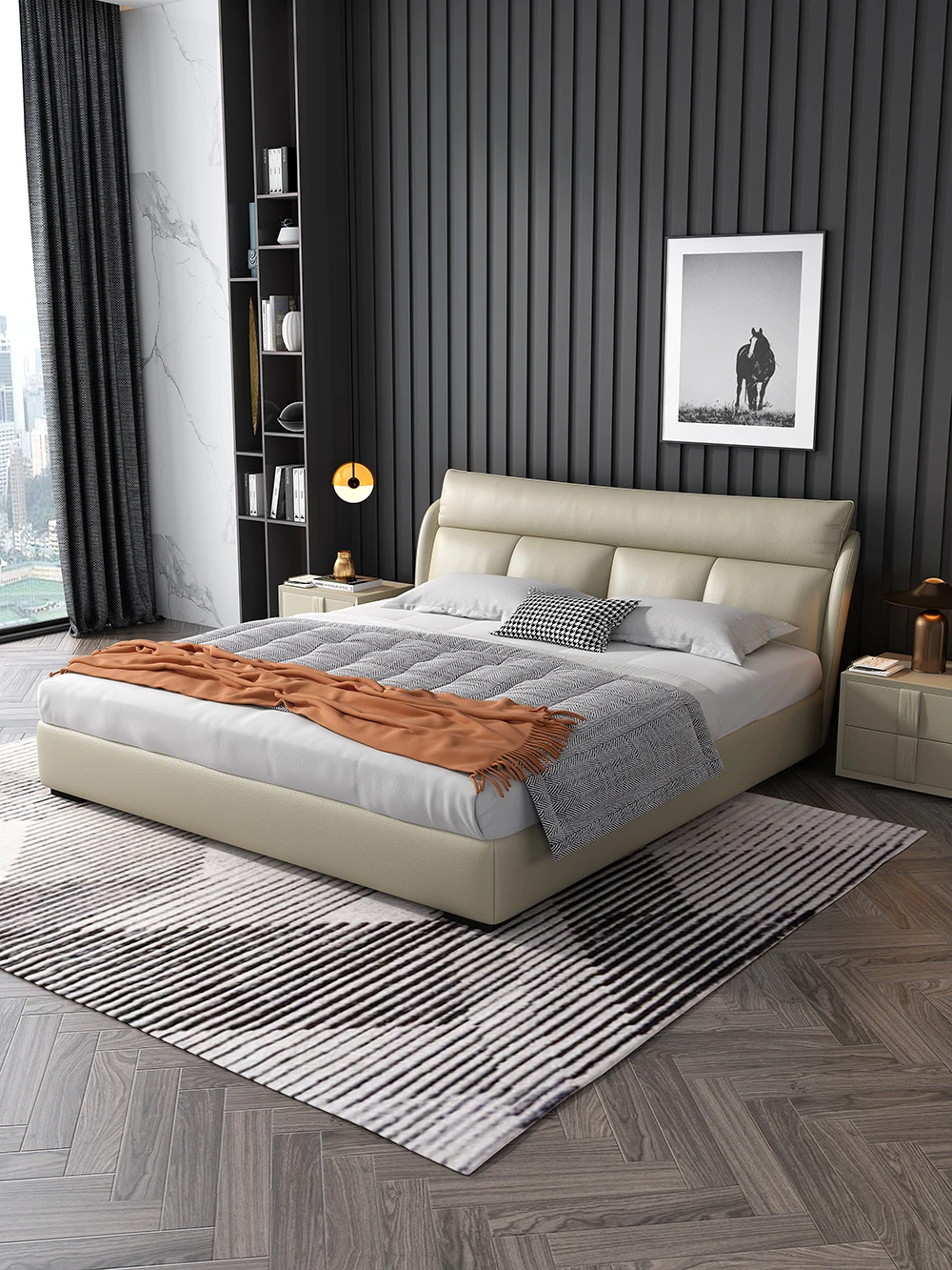  Modern comfort Furniture Wooden Headboard Fabric bed Storage Double Bed in bedroom beds with storage