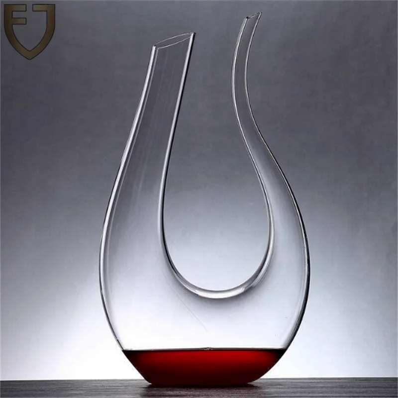 Wholesale U shape crystal clear glass wine decanter 30oz 50oz