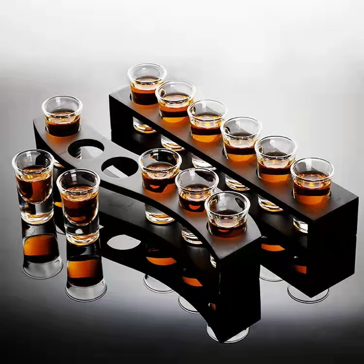 Custom Bullet Glass Cup 3oz /1.5 oz / 1 oz mexico mezcal Sublimation Blank 6 Shot Glasses Set with wood holder