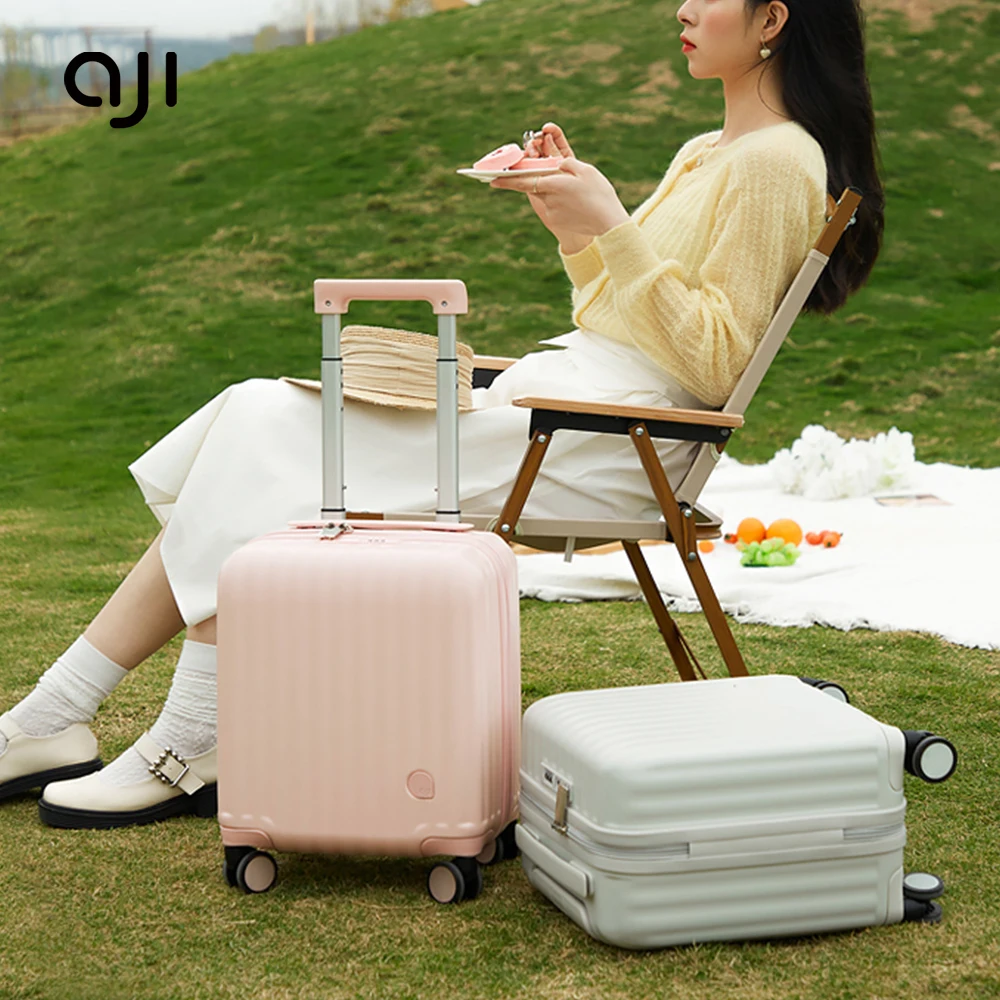 Aji Lightweight Trolley Bag PC Hardside Mini Luggage with Spinner Wheels Carry-On 14 Inch Checked In Suitcase