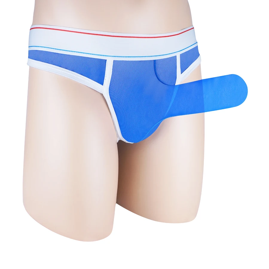 
Sexy Gay Mens Underwear Thong Mesh Sheer G-string closed penis sleeve Jockstrap Plus Size 