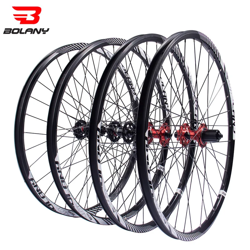 BOLANY mountain bike wheel set aluminum alloy rim 26 27.5 29 inch quick release barrel shaft disc brake wheel set