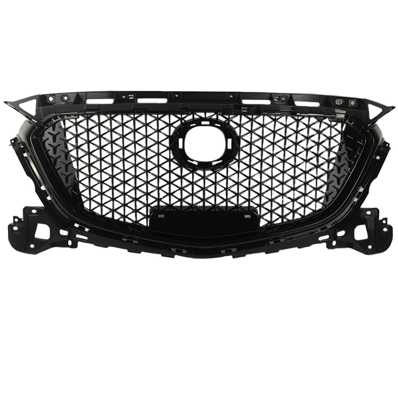 Решетка для переднего бампера, верхняя решетка для Mazda 3 Axela 2017-2019, глянцевая черная решетка с Сотами, АБС